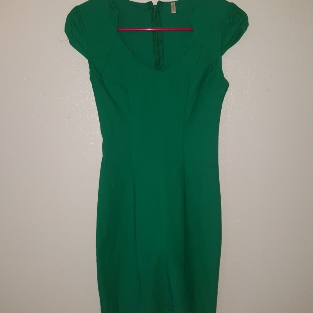 Bright green mini dress